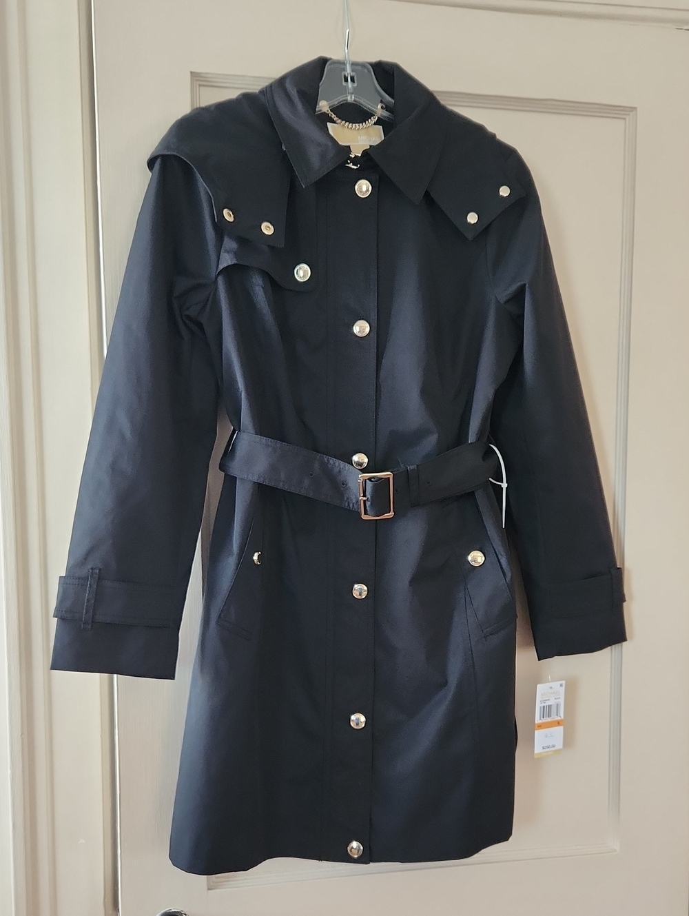 Michael Kors Women's Black Belted Trench Coat
